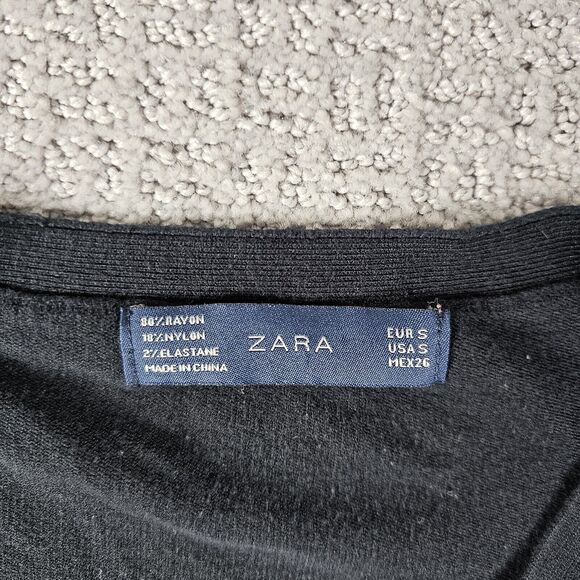 Zara Women's Black Long Sleeve Button Up Knit Cardigan Sweater‎ Size S Small - Picture 2 of 8
